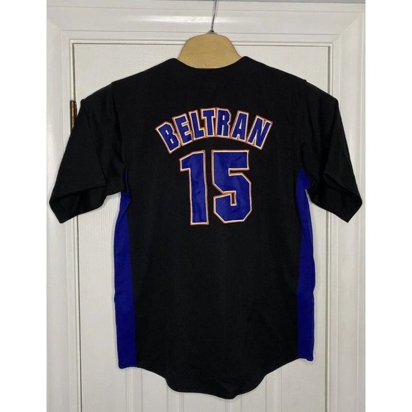 True Fan Mens MLB New York Mets Carlos Beltran #15 Jersey Black Medium New - Picture 7 of 8